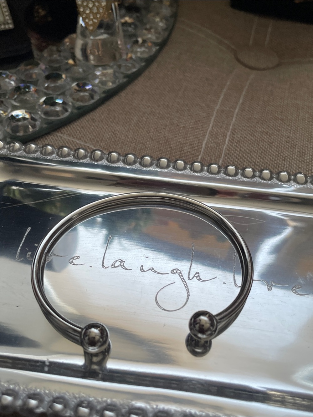 ✨Silvertone Open Cuff Bracelet with Polished Ball Ends✨NEW - Picture 3 of 3